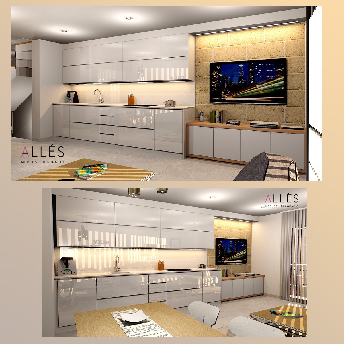 Kitchen, dining and living room, Duplex Ferreries