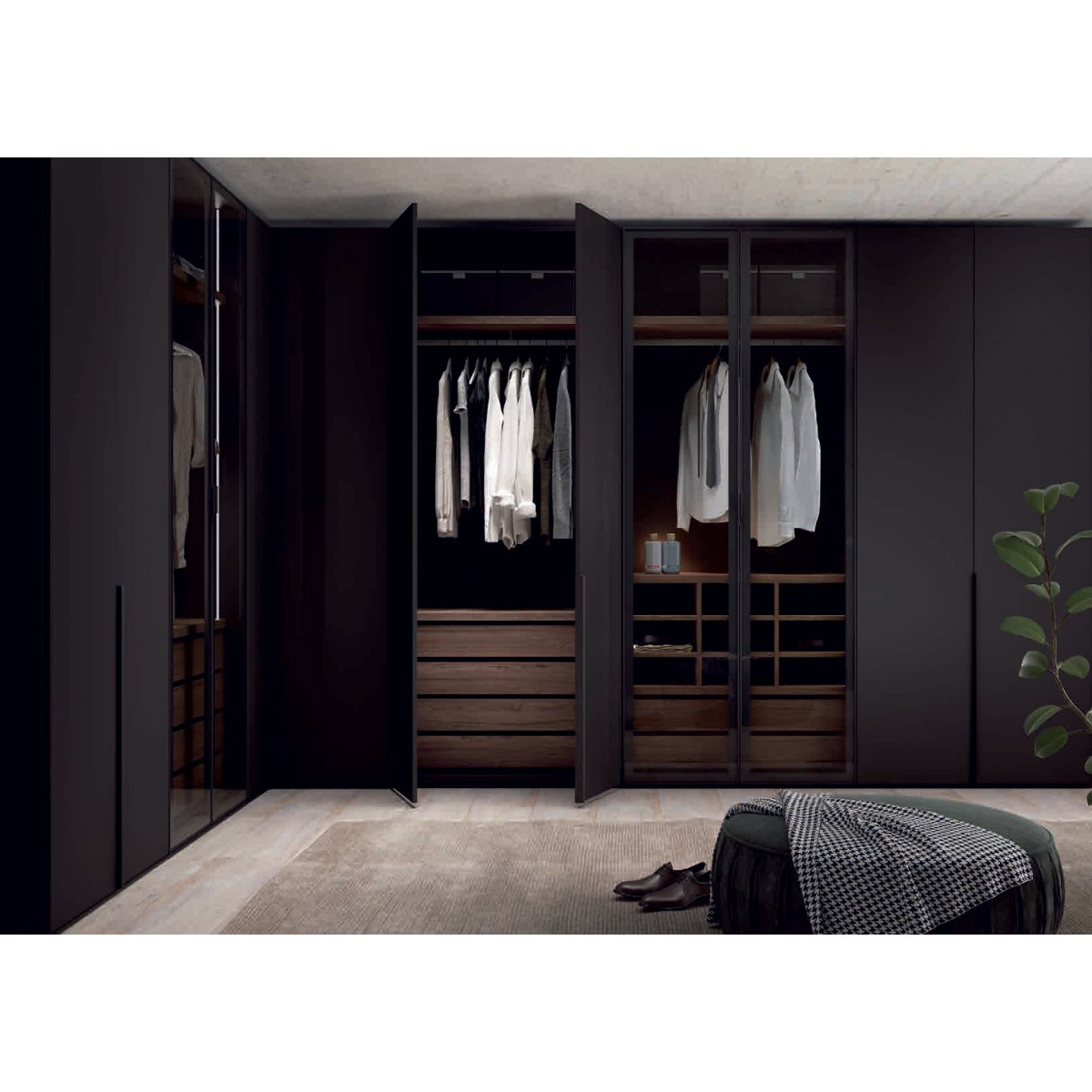 Elegant Wardrobe with Glass Doors